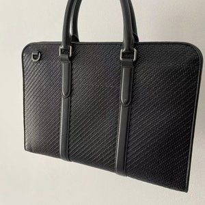 Ermenegildo Zegna leather black briefcase